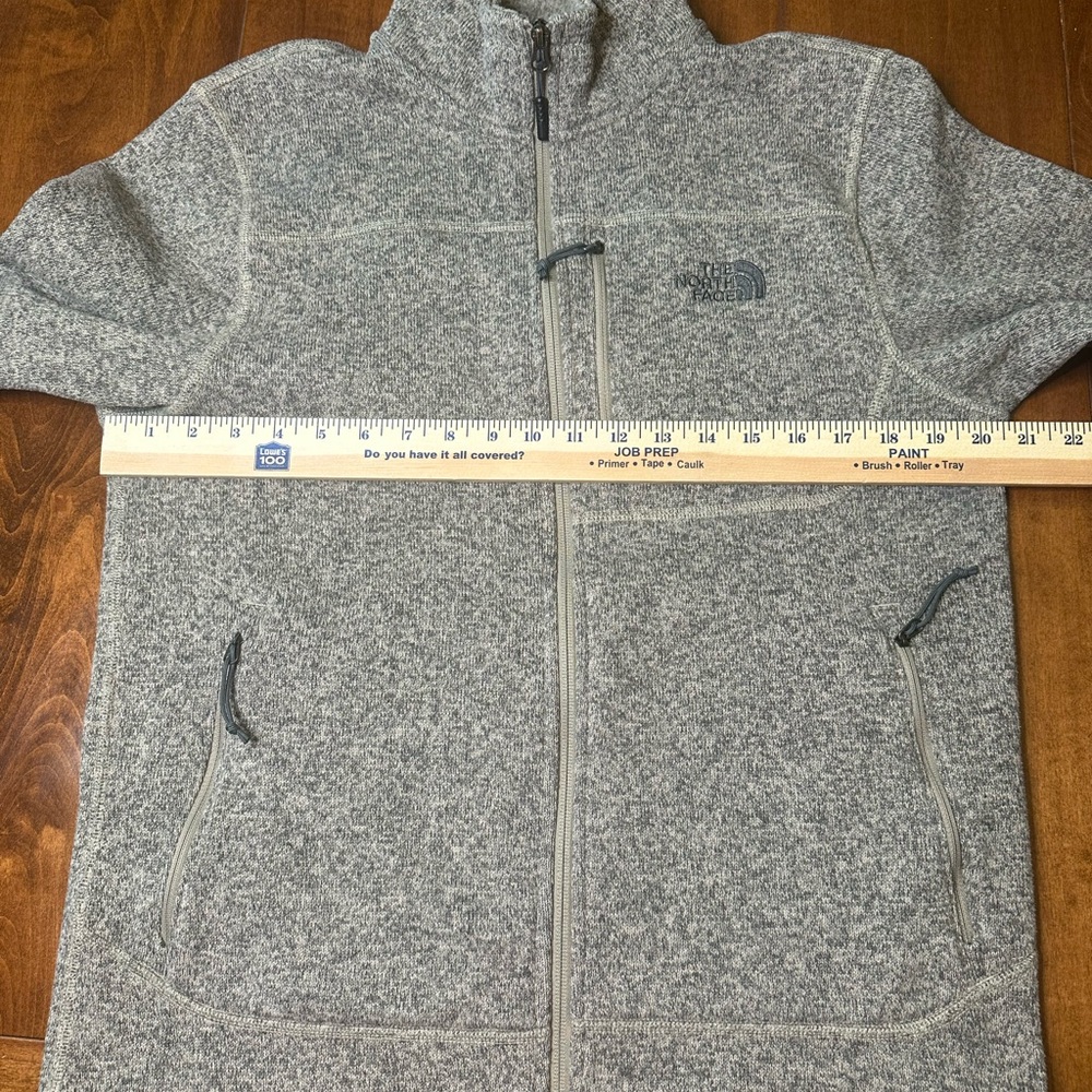 Men's The North Face Heathered Gray/beige Zip-Up Sweater Jacket size Medium EUC
